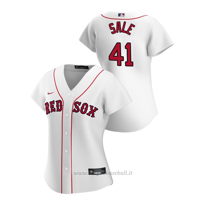Maglia Baseball Donna Boston Red Sox Chris Sale 2020 Replica Primera Bianco
